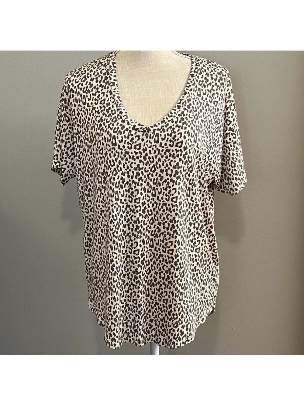 American Eagle Soft & Sexy Leopard Print V-neck Short Sleeve T-Shirt. Size S